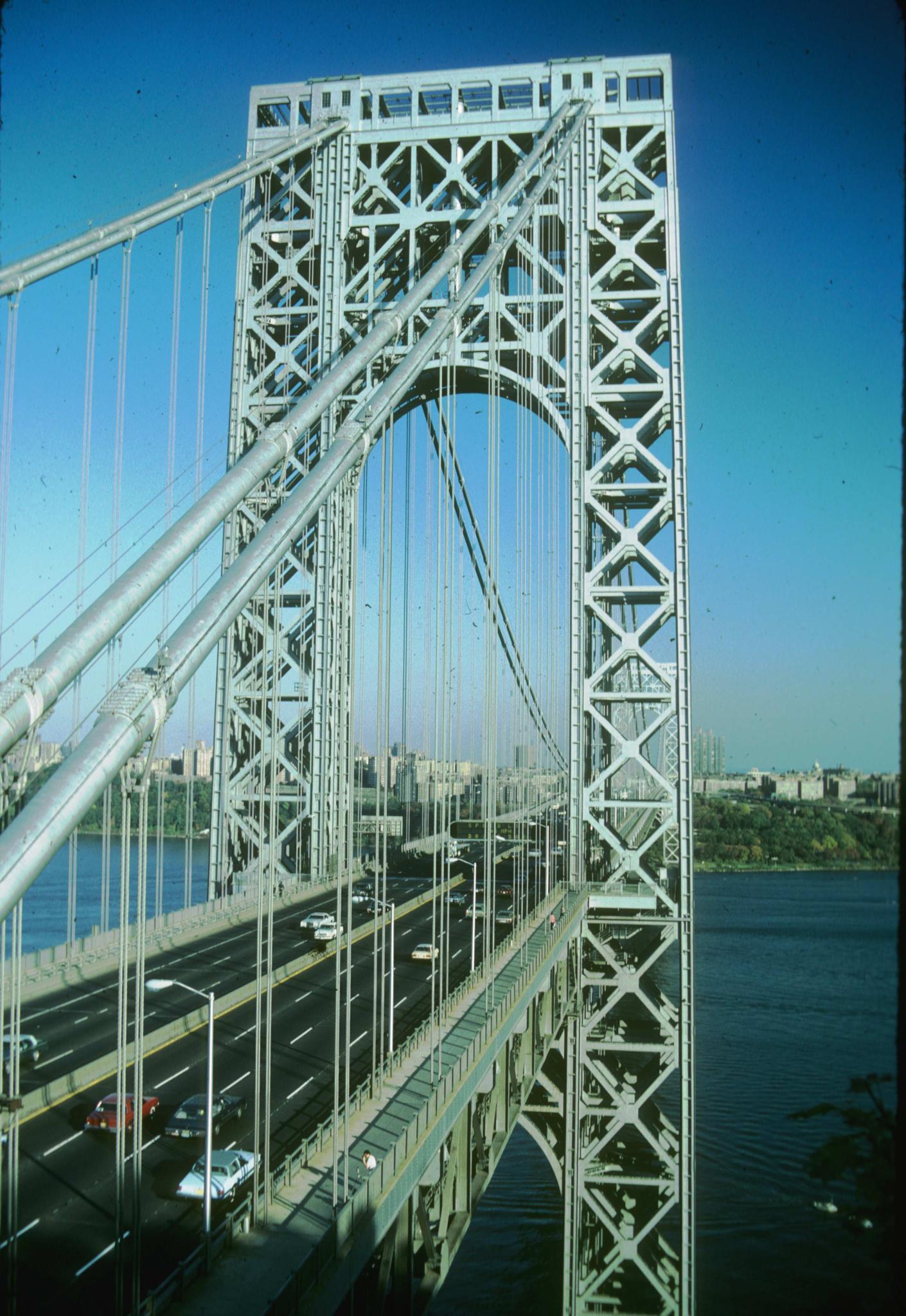 View of bridge with emphasis on tower.